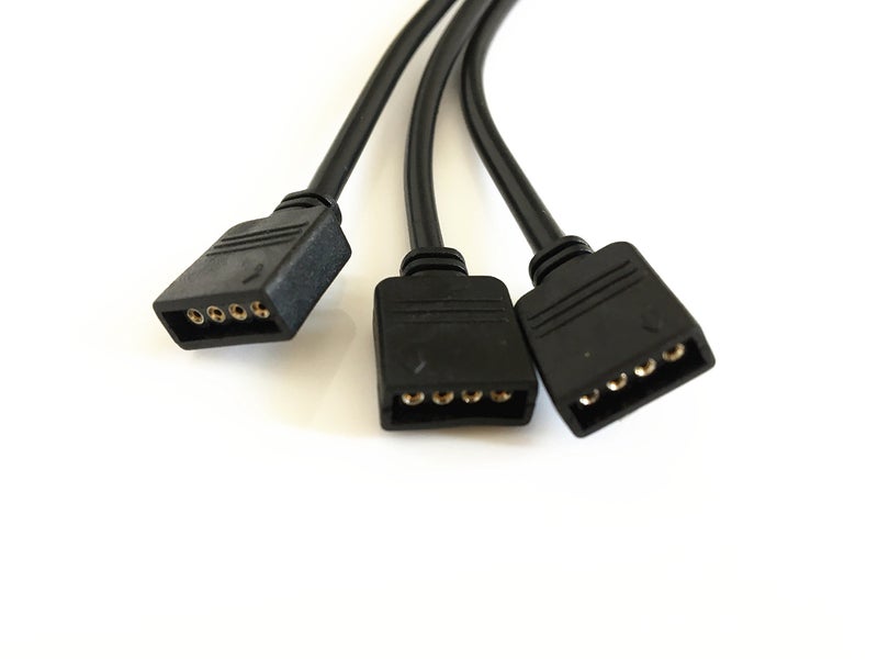 HUALAND 2 pcs Black 4 Pins LED Splitter Cable LED Strip Connector 3 Way Splitter Y Splitter for One to Three RGB 5050 3528 Light Strips with 8 Male 4 Pin Plugs - Image 2